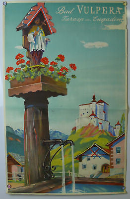 Bad Vulpera Switzerland Original Vintage Travel Poster