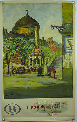 Belgium Liege Original Vintage Travel Poster 1939 artist Ar. Jamar
