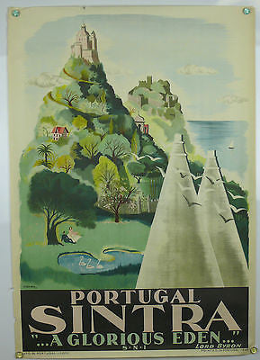 Portugal Sintra Original Vintage Travel Poster 1949 artist Ribeiro
