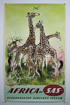 Africa by SAS Giraffes Original Vintage Travel Poster