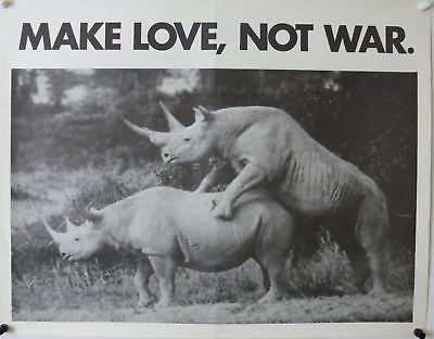 Make Love Not War Rhinos Original Poster 1960's
