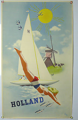 Holland Original Vintage Travel Poster 1940's-50's