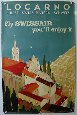 Locarno Switzerland Original Vintage Travel Poster 1944