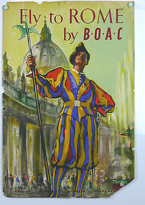 Fly To Rome by BOAC Original Vintage Travel Poster 1949 artist Forster