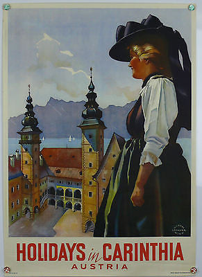 Holidays in Carinthia Austria Original Vintage Travel Poster 1940's